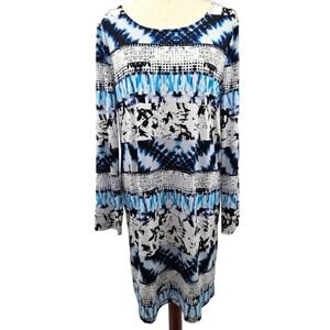Premise‎ Dresses Women's Long Sleeve Tie Dye Print Shift Dress Size L